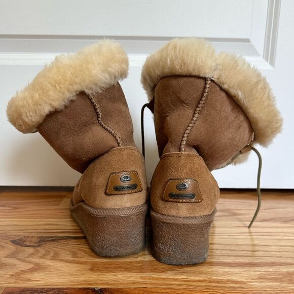 Kookaburra Sheepskin Lace Up Wedge Booties - Picture 3 of 7